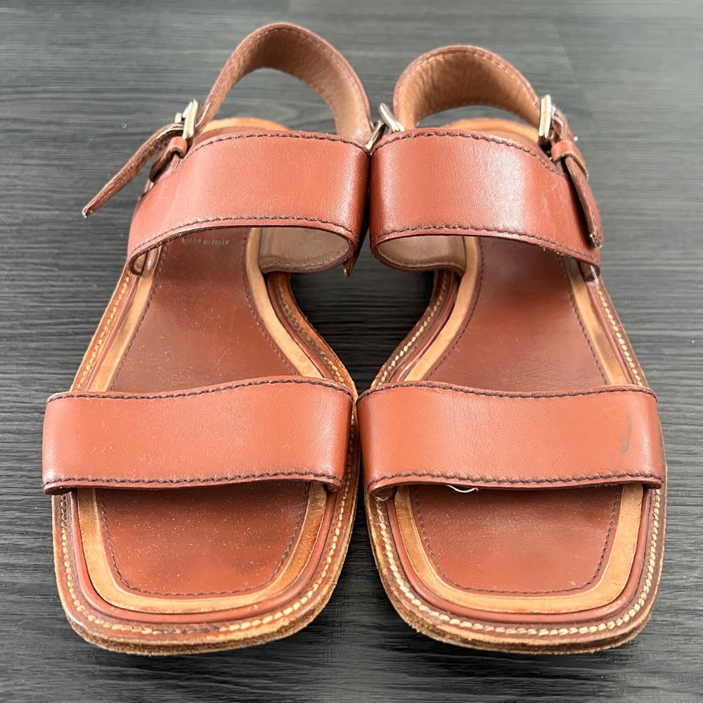 Vintage Prada Brown Leather Slingback Sandals